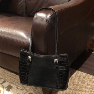 Brighton Black Crocodile Leather Shoulder Bag